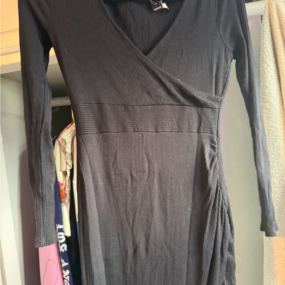 Windsor Black Ribbed Long Sleeve Dress
